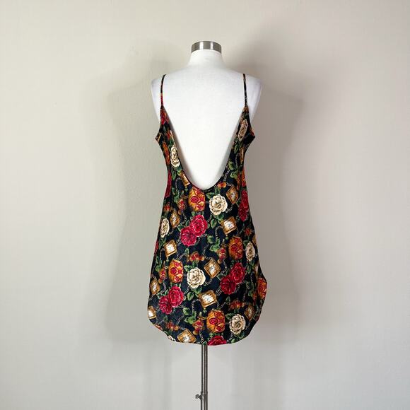 Vintage | 90s Amelia’s Floral Chain Print Lace Low Open Back Lingerie Night Gown - Picture 6 of 8